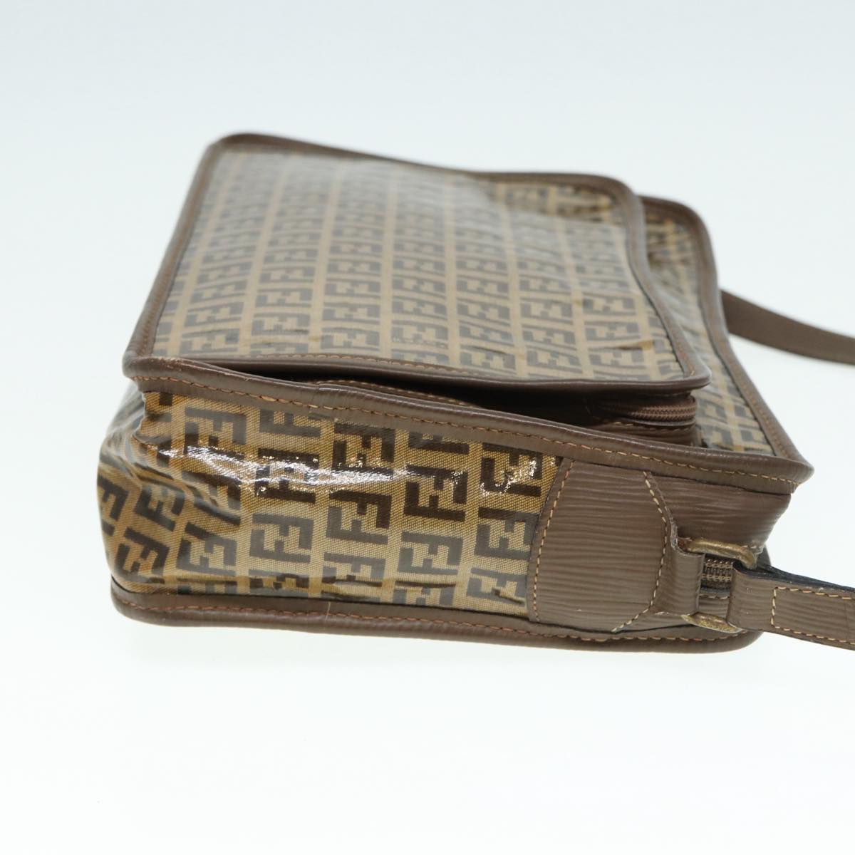 Luxury Fendi Zucchino Canvas Shoulder Bag Brown Goldep5363