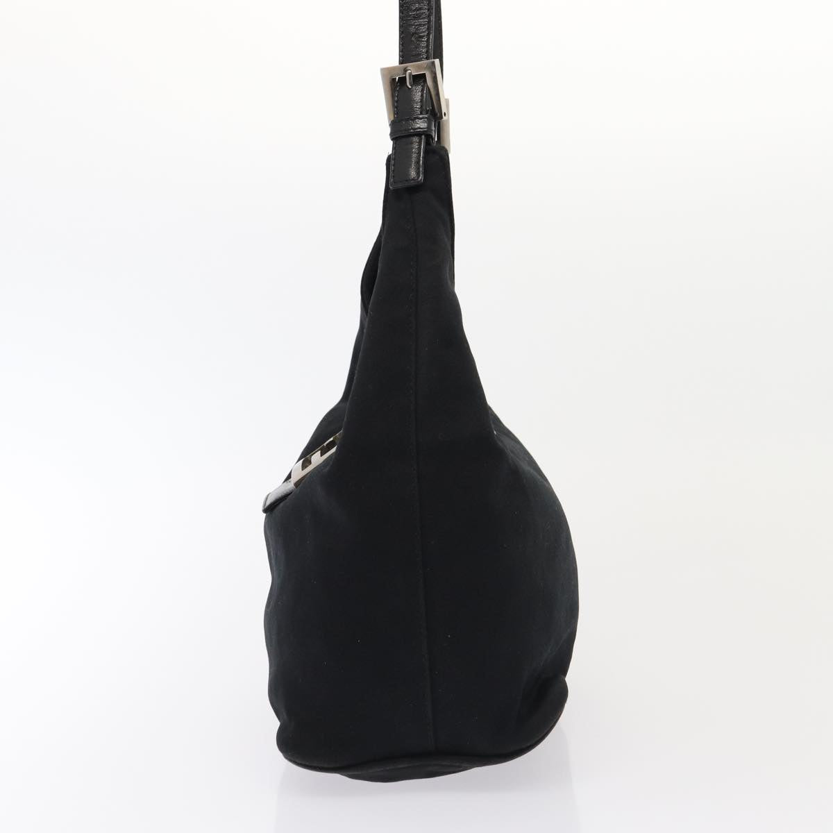 Luxury Fendi Mamma Baguette Shoulder Bag Nylon Black Silverep5381