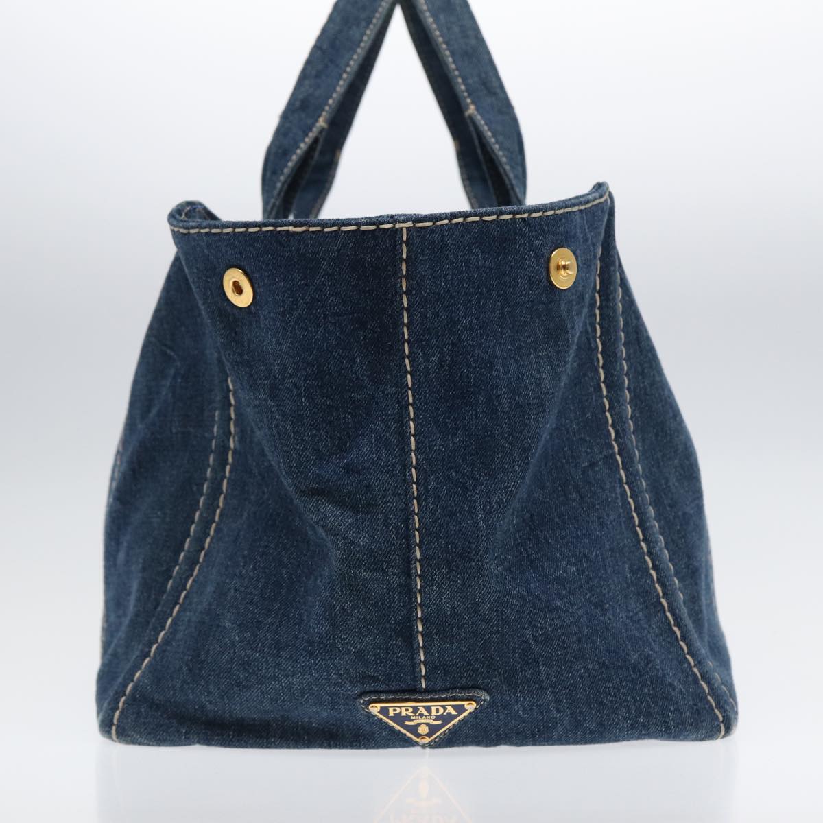 Luxury Prada Canapa GM Hand Bag Denim Blue Gold  ep5385