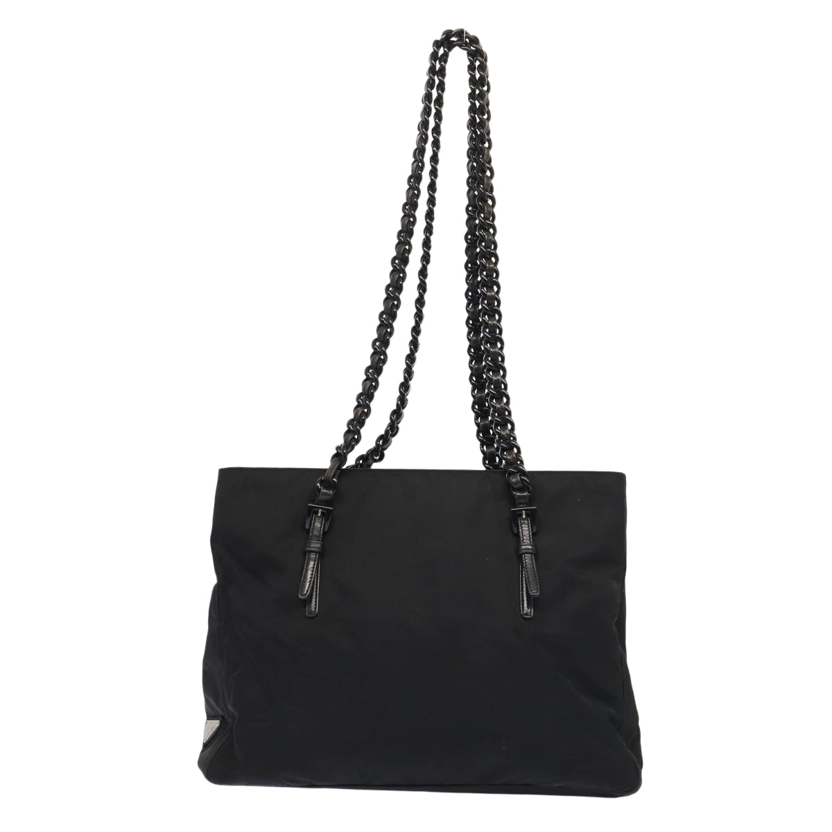 Luxury Prada Chain Tote Bag Nylon Black Silver  ep5414