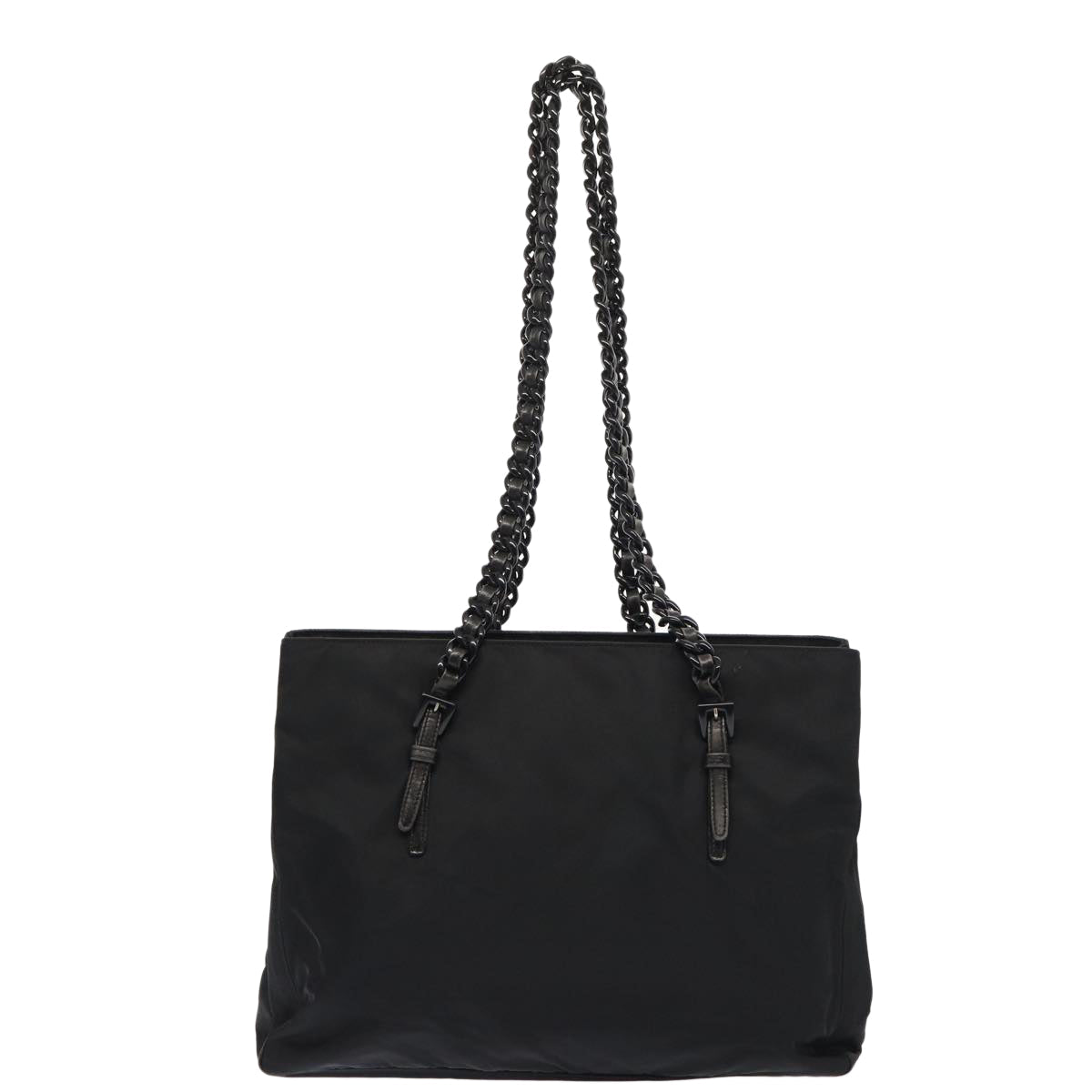 Luxury Prada Chain Tote Bag Nylon Black Silver  ep5414