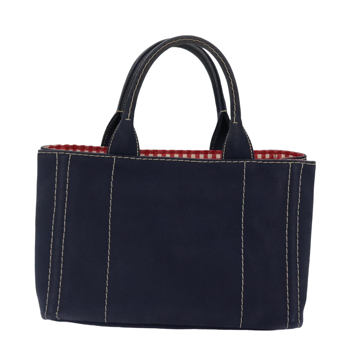 Luxury Prada Canapa PM Hand Bag Canvas Navy Gold  ep5438