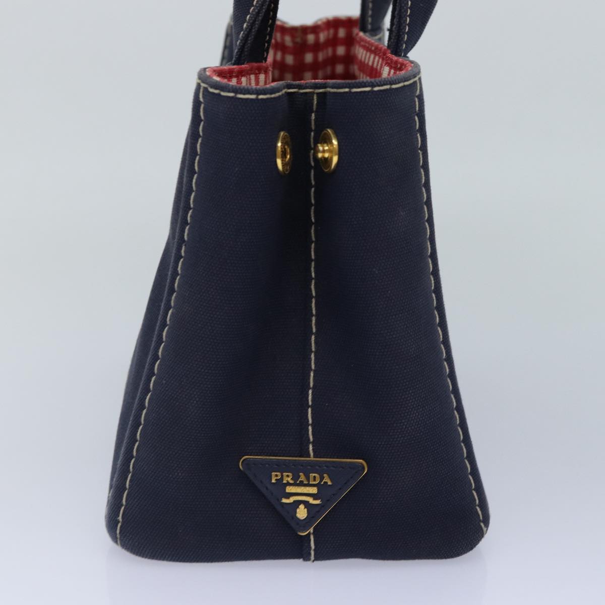 Luxury Prada Canapa PM Hand Bag Canvas Navy Gold  ep5438