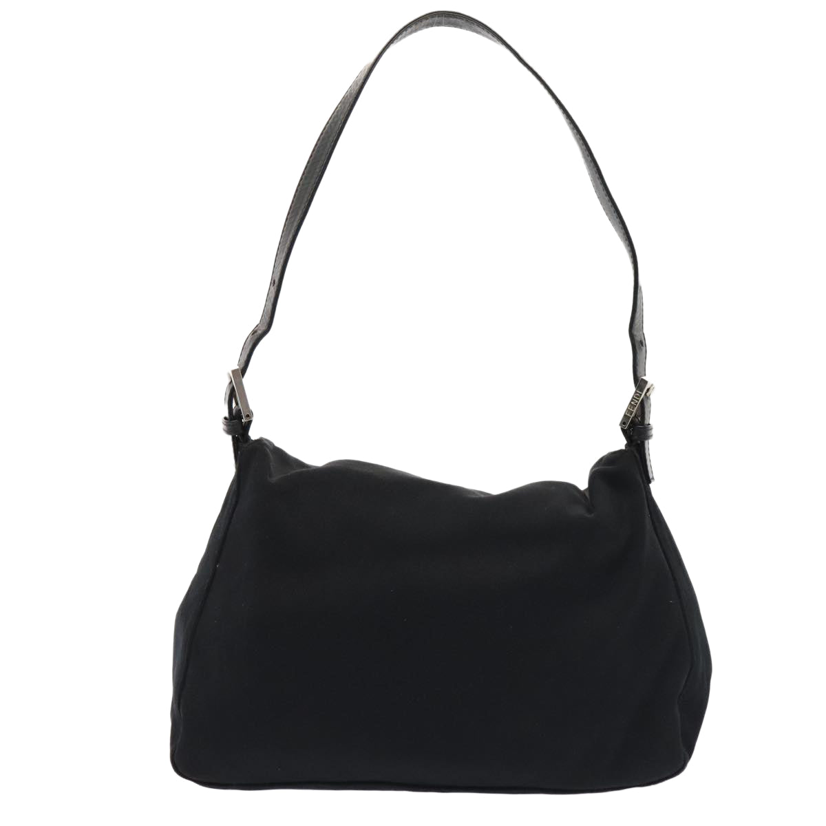 Luxury Fendi Mamma Baguette Shoulder Bag Nylon Black Silverep5493