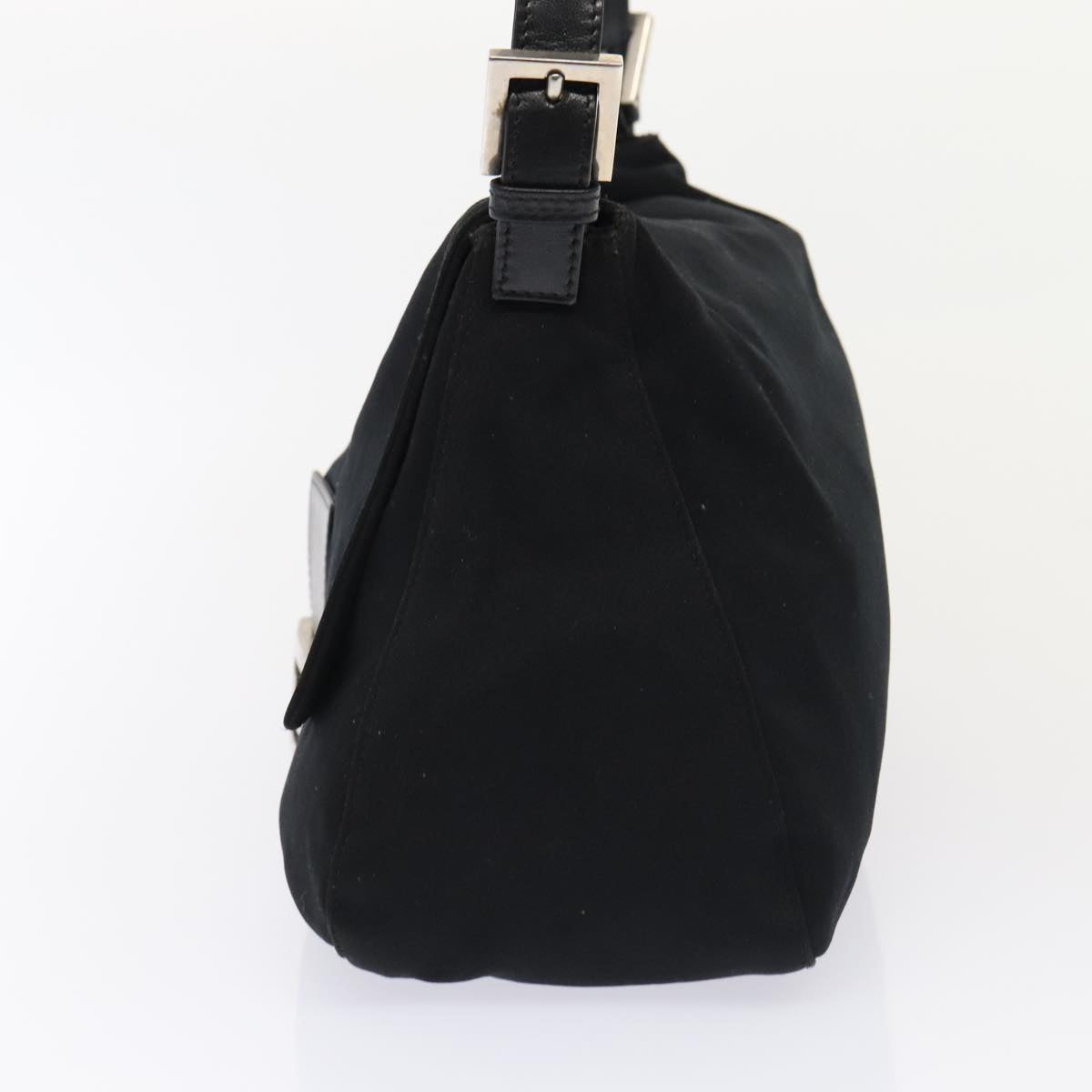 Luxury Fendi Mamma Baguette Shoulder Bag Nylon Black Silverep5493