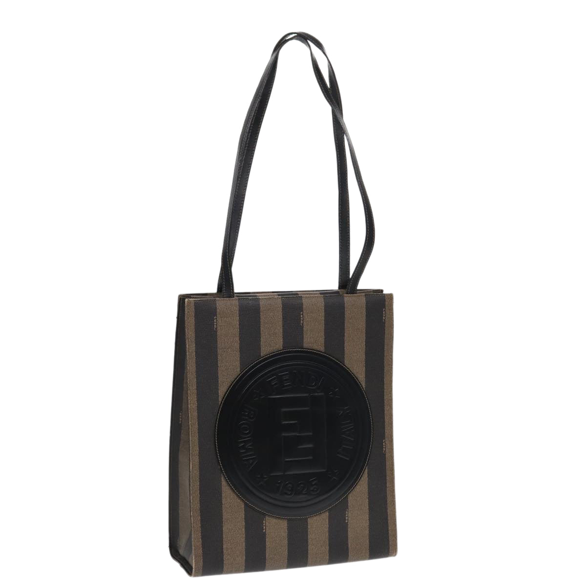 Luxury Fendi Pecan Canvas Tote Bag Brown Black goldep5527