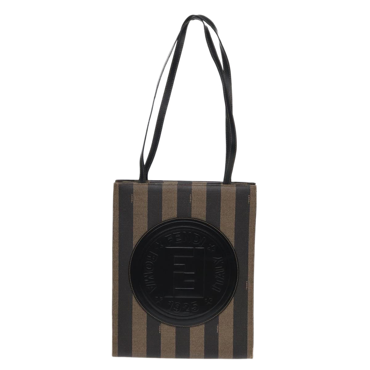 Luxury Fendi Pecan Canvas Tote Bag Brown Black goldep5527