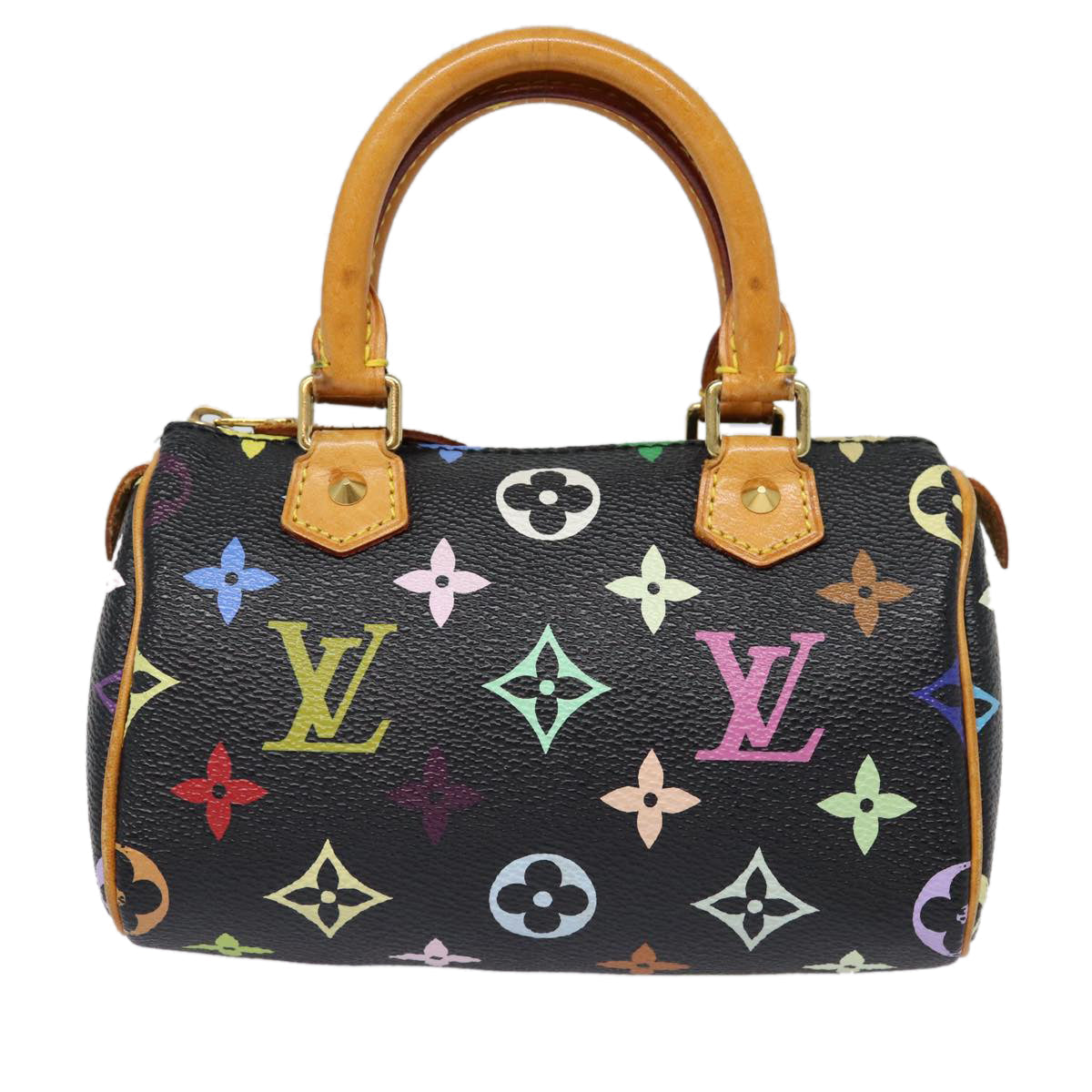 LOUIS VUITTON Monogram Multicolor Mini Speedy Hand Bag Black M92644 ep5552