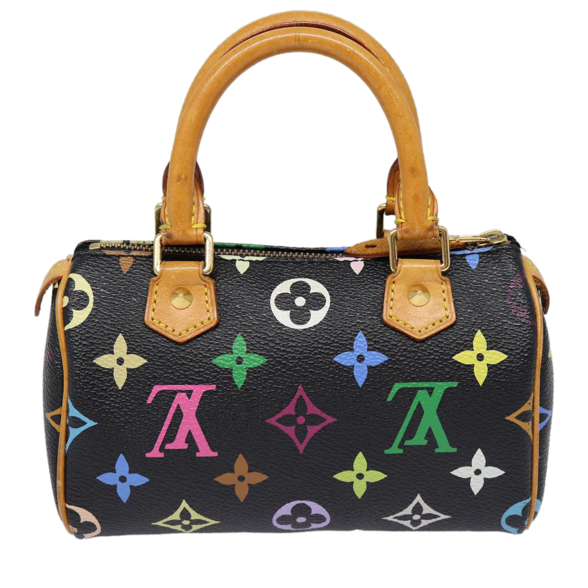 LOUIS VUITTON Monogram Multicolor Mini Speedy Hand Bag Black M92644 ep5552