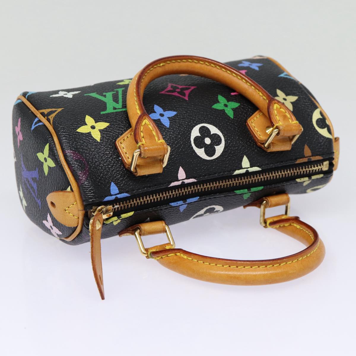 LOUIS VUITTON Monogram Multicolor Mini Speedy Hand Bag Black M92644 ep5552