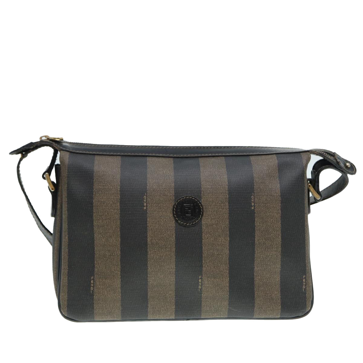 Luxury Fendi Pecan Canvas Shoulder Bag Brown Black goldep5562