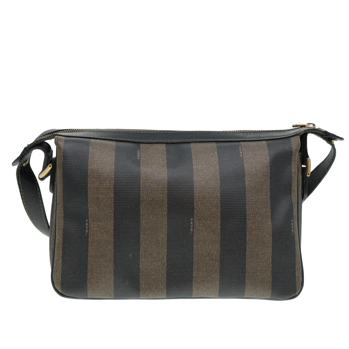 Luxury Fendi Pecan Canvas Shoulder Bag Brown Black goldep5562