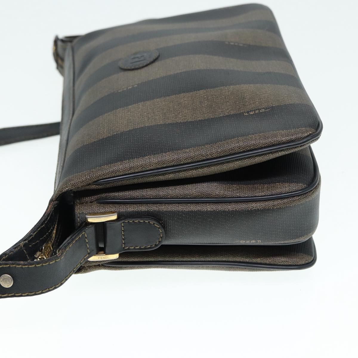 Luxury Fendi Pecan Canvas Shoulder Bag Brown Black goldep5562