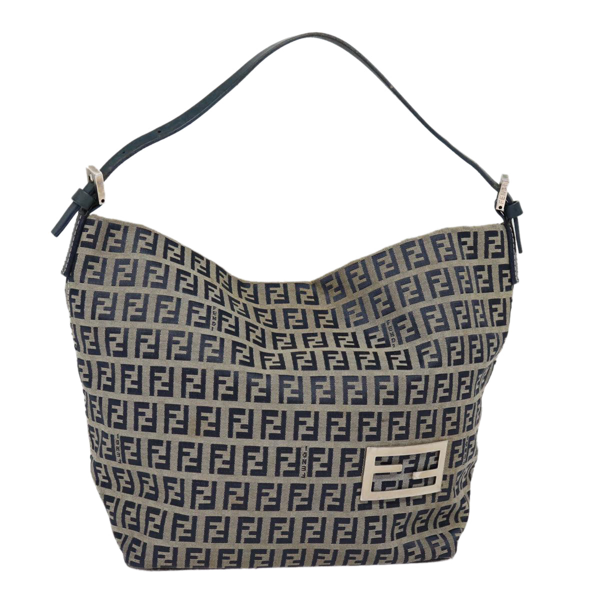 Luxury Fendi Zucchino Canvas Hand Bag Navy Silverep5563