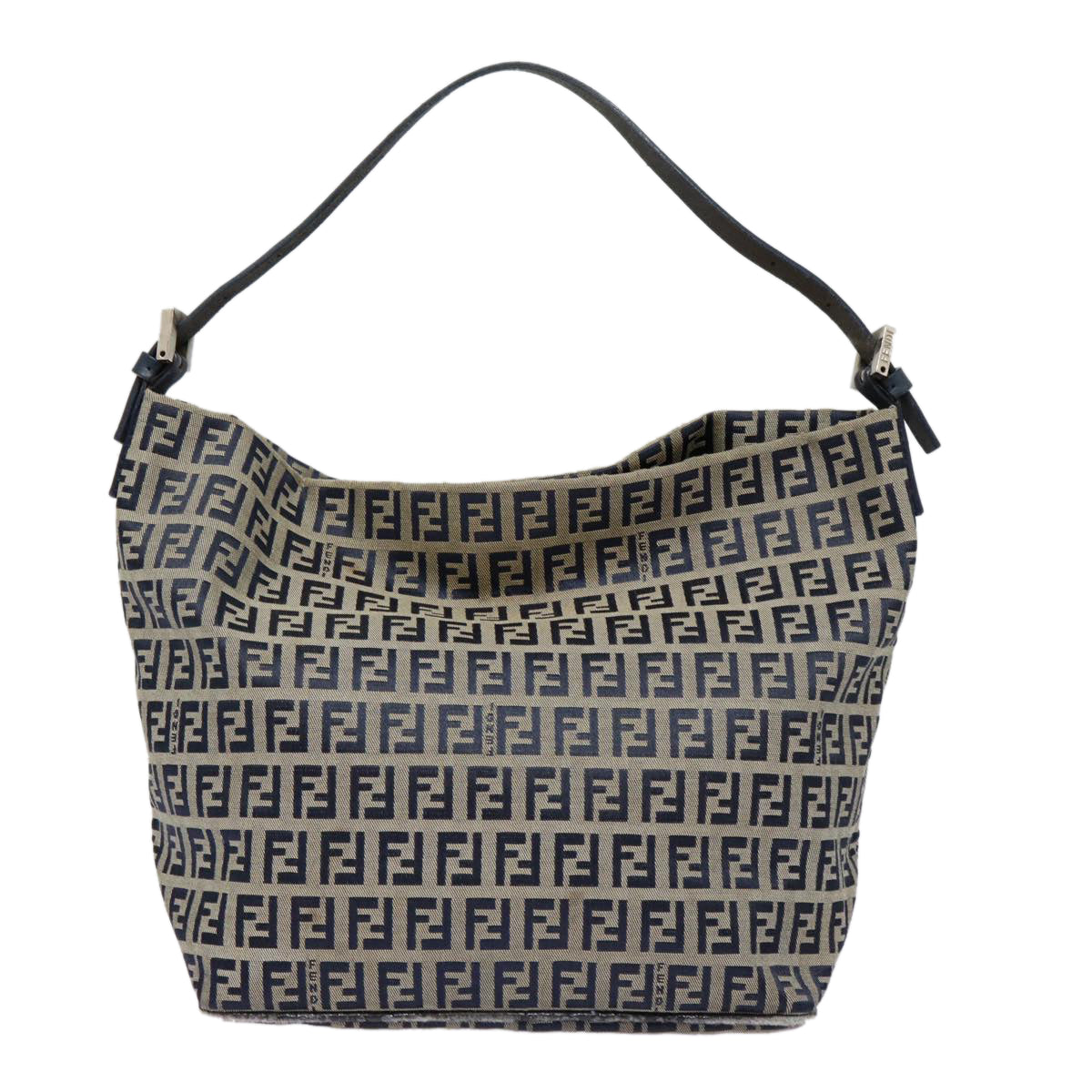 Luxury Fendi Zucchino Canvas Hand Bag Navy Silverep5563