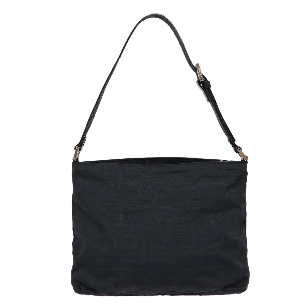 Luxury Fendi Zucca Canvas Shoulder Bag Black Silverep5578