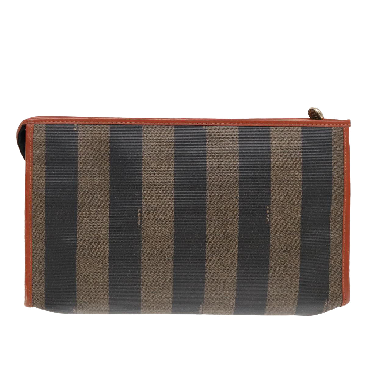 Luxury Fendi Pecan Canvas Clutch Bag Black Brown goldep5609