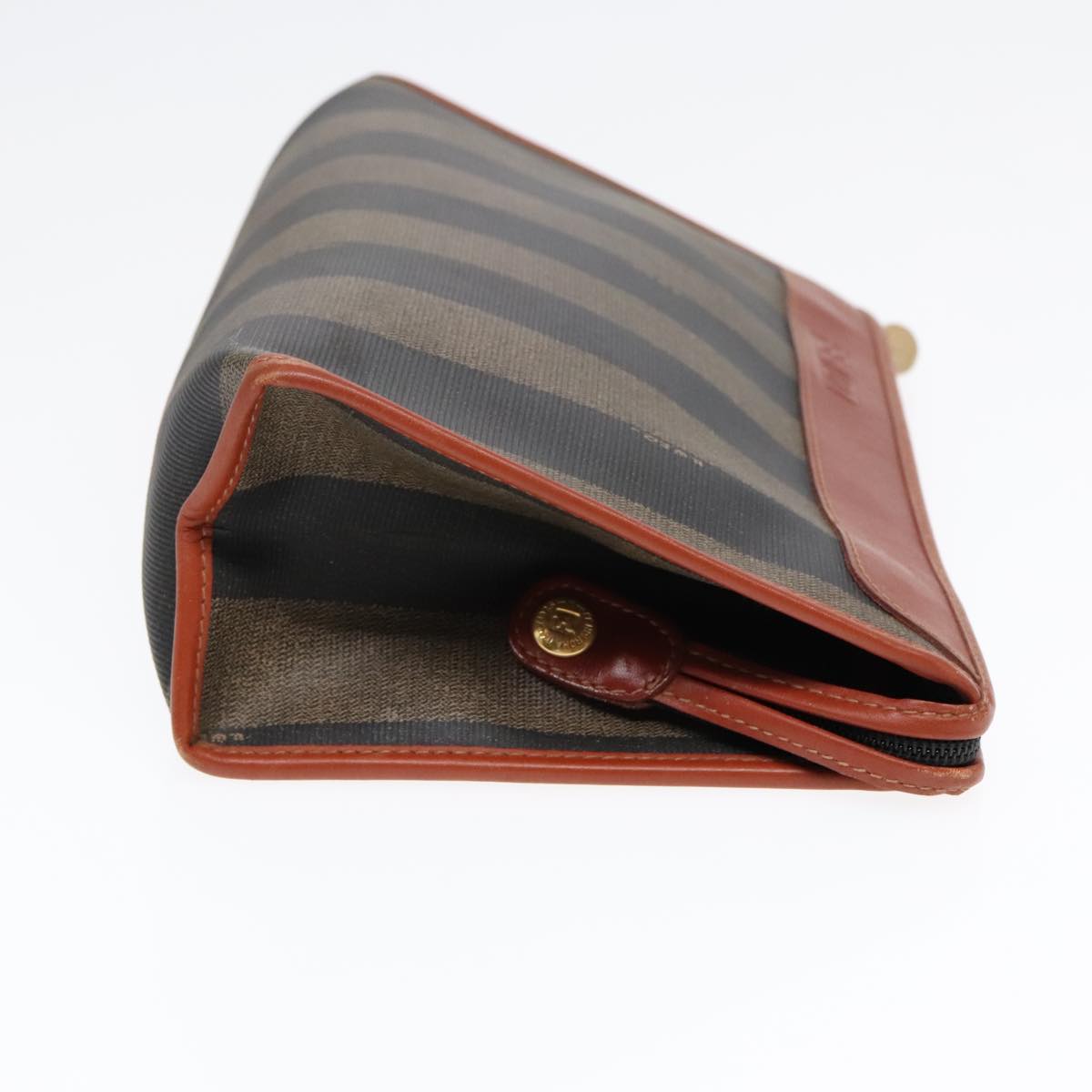 Luxury Fendi Pecan Canvas Clutch Bag Black Brown goldep5609