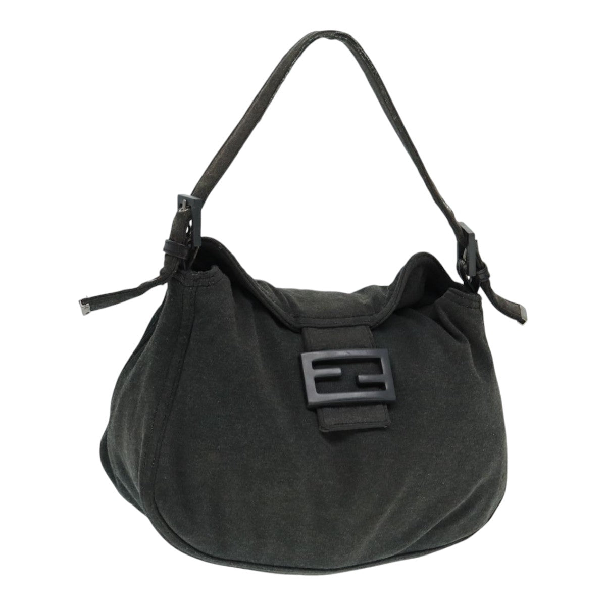 Luxury Fendi Mamma Baguette Shoulder Bag Cotton Gray Silverep5641