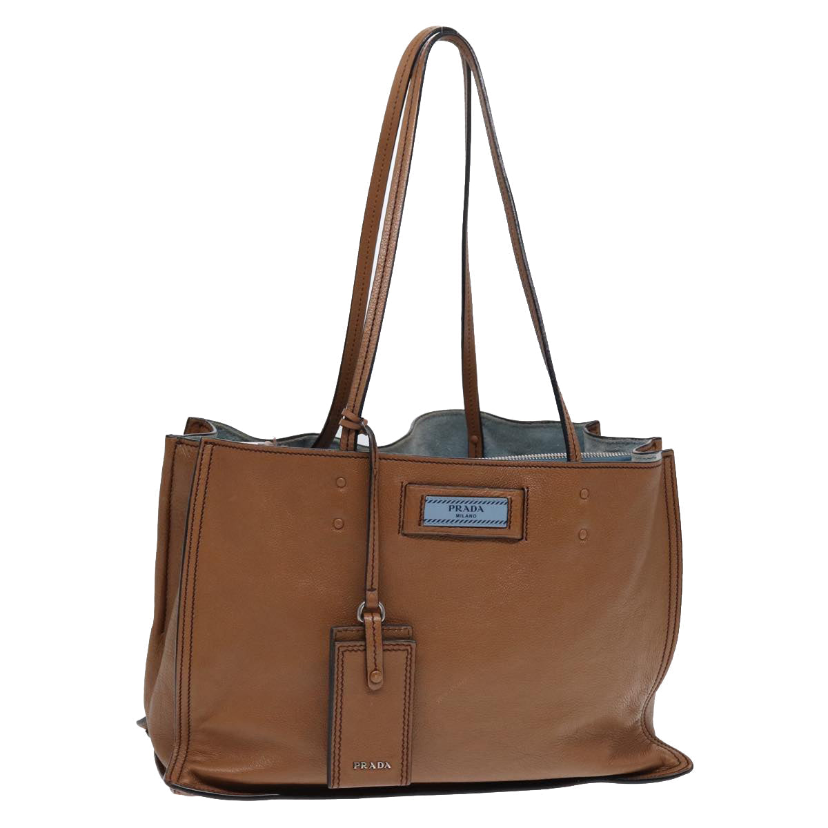 Luxury Prada Tote Bag Leather Silver Brown  ep5656