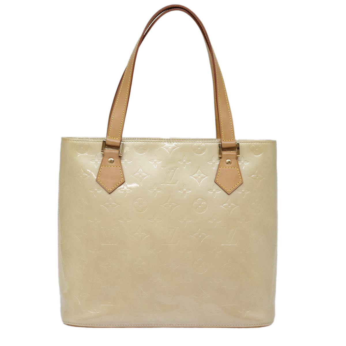 LOUIS VUITTON Monogram Vernis Houston Hand Bag Beige M91004 LV ep5657