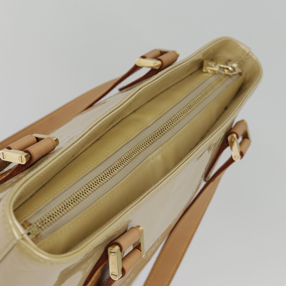 LOUIS VUITTON Monogram Vernis Houston Hand Bag Beige M91004 LV ep5657