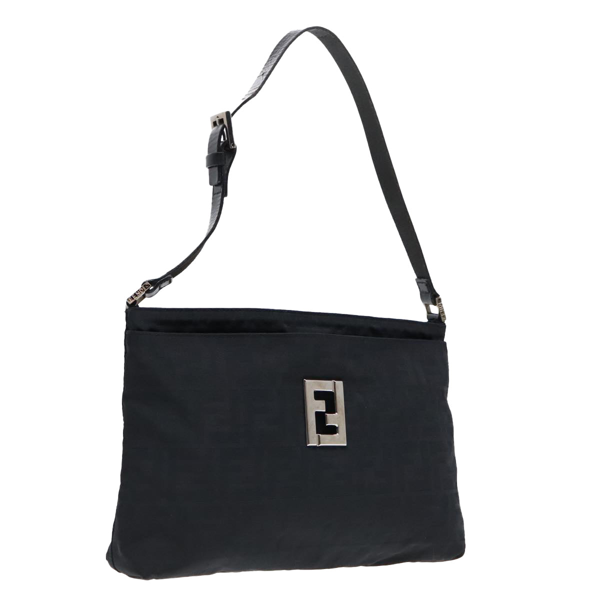 Luxury Fendi Zucca Canvas Shoulder Bag Silver Blackep5725