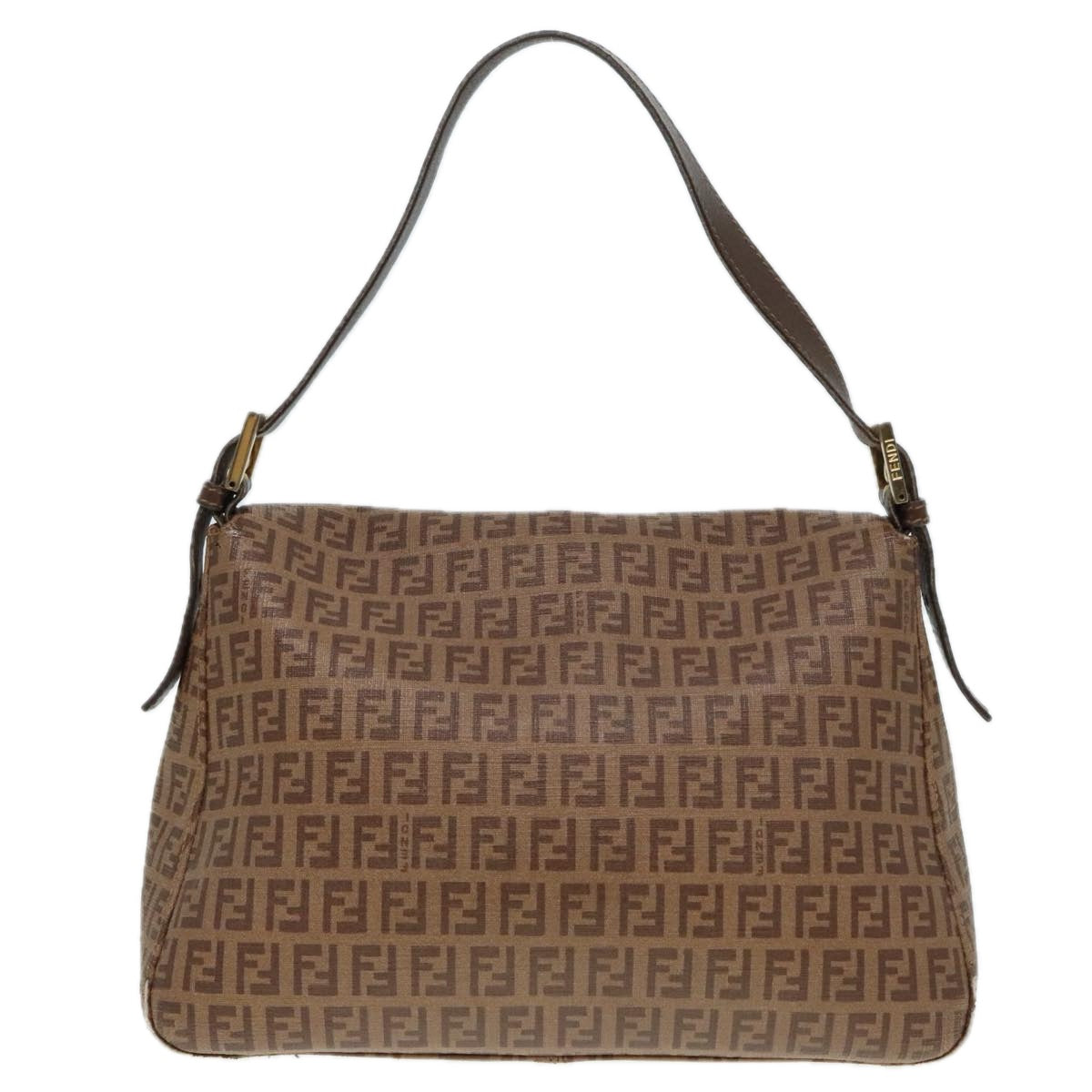 Luxury Fendi Zucchino Canvas Mamma Baguette Shoulder Bag Brown Goldep5786