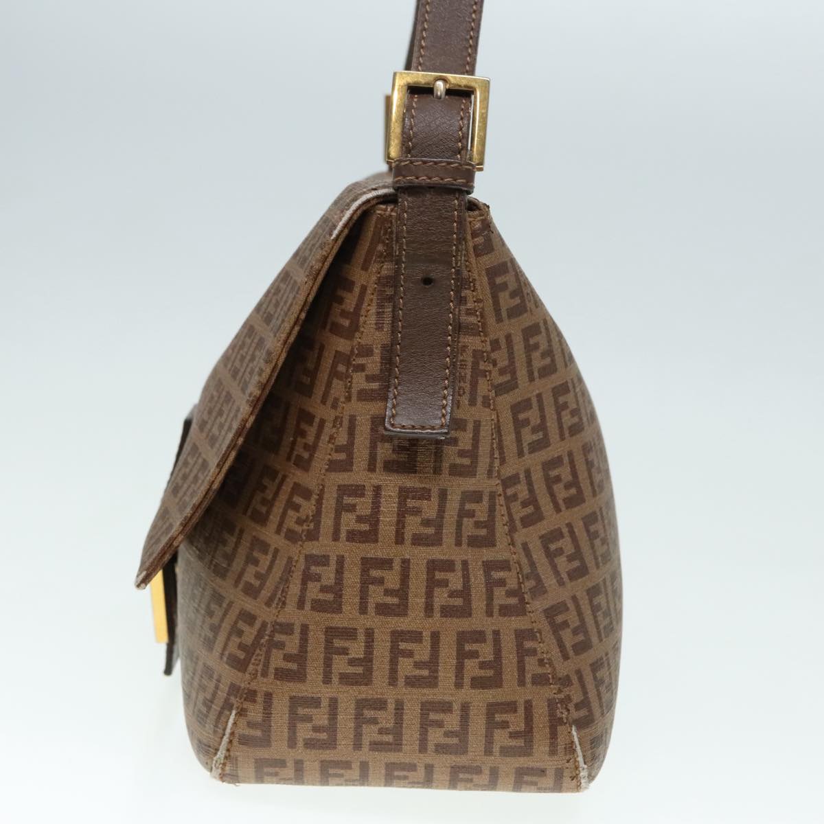 Luxury Fendi Zucchino Canvas Mamma Baguette Shoulder Bag Brown Goldep5786