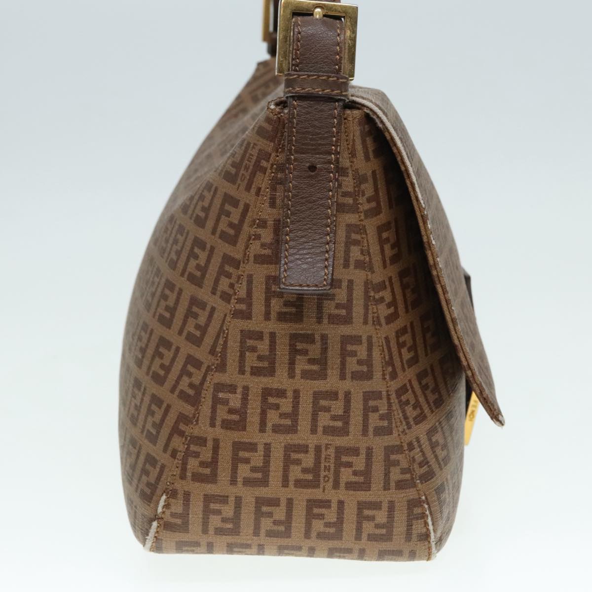 Luxury Fendi Zucchino Canvas Mamma Baguette Shoulder Bag Brown Goldep5786