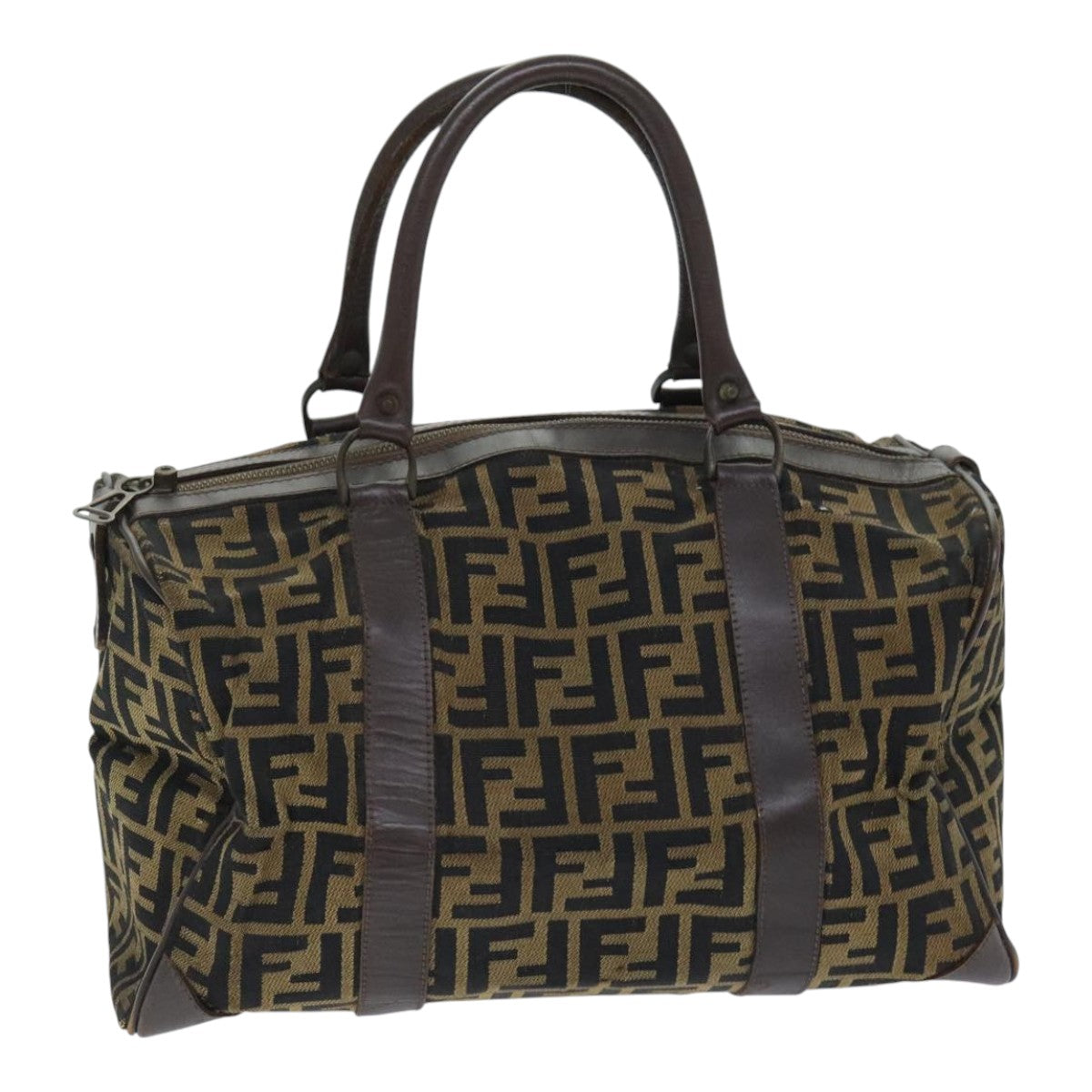 Luxury Fendi Zucca Canvas Boston Bag Brown Blackep5847