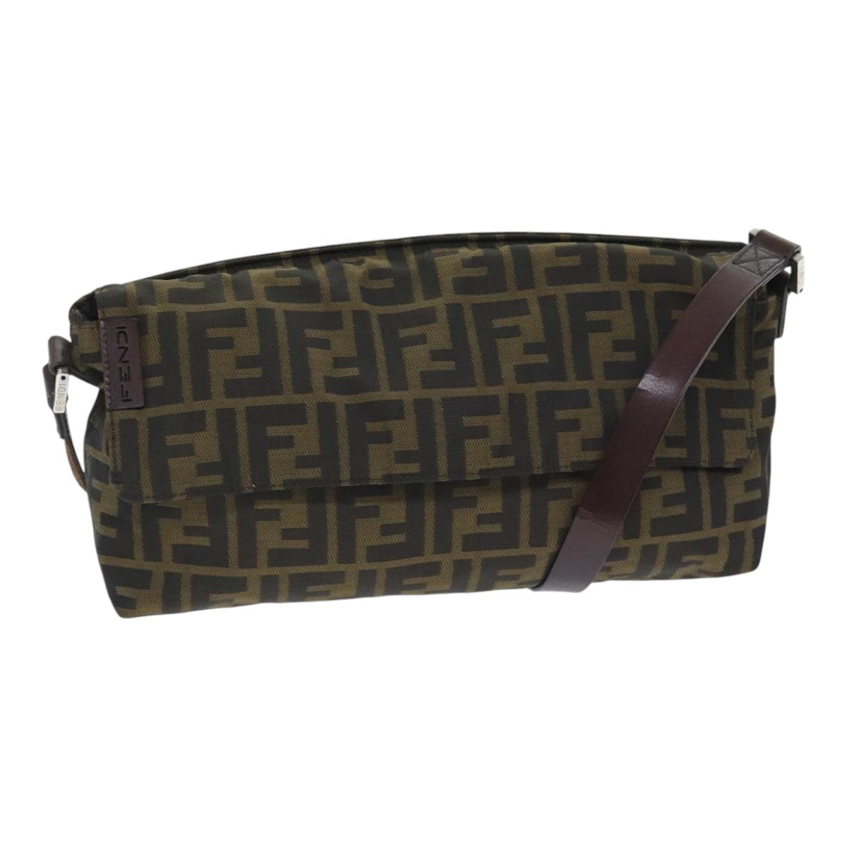 Luxury Fendi Zucca Canvas Shoulder Bag Brown Black Goldep5867