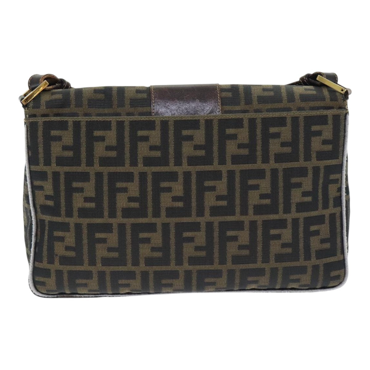Luxury Fendi Zucca Canvas Shoulder Bag Brown Black Goldep5919