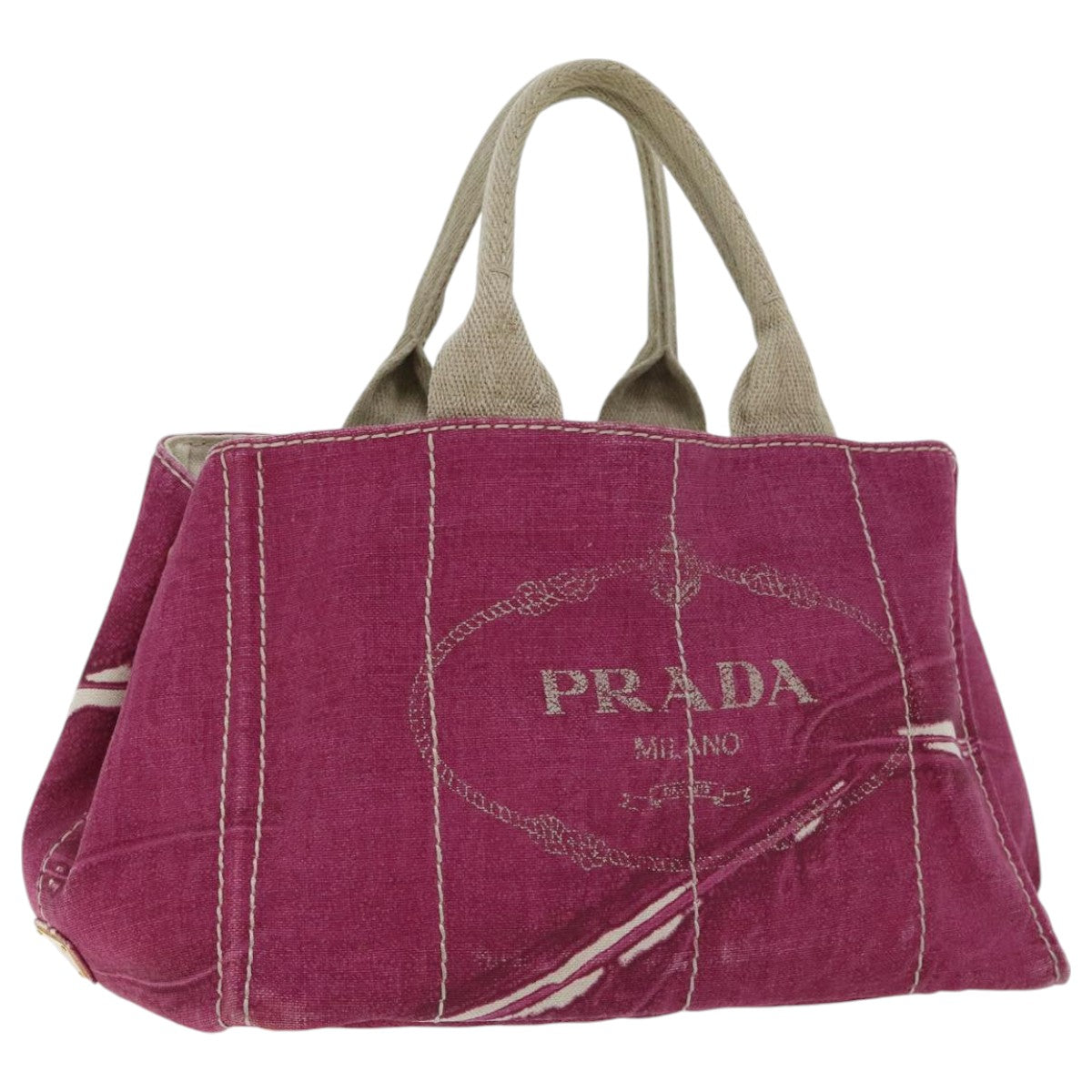 Luxury Prada Canapa MM Hand Bag Canvas Pink Gold  ep6020
