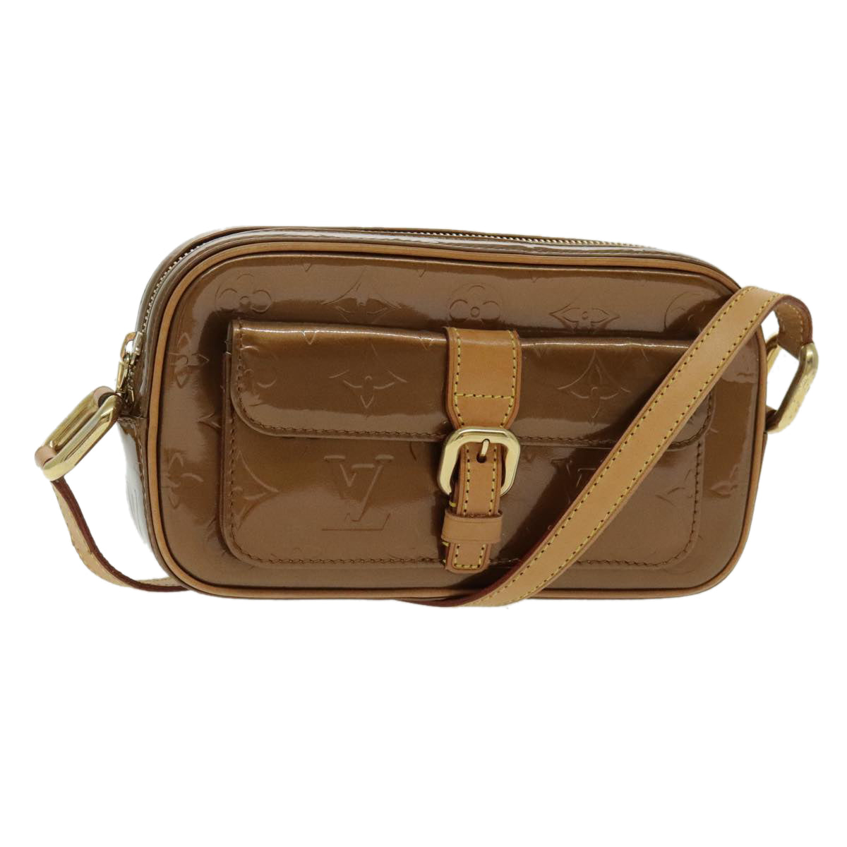 LOUIS VUITTON Monogram Vernis Christy MM Shoulder Bag Bronze M91109 ep6126