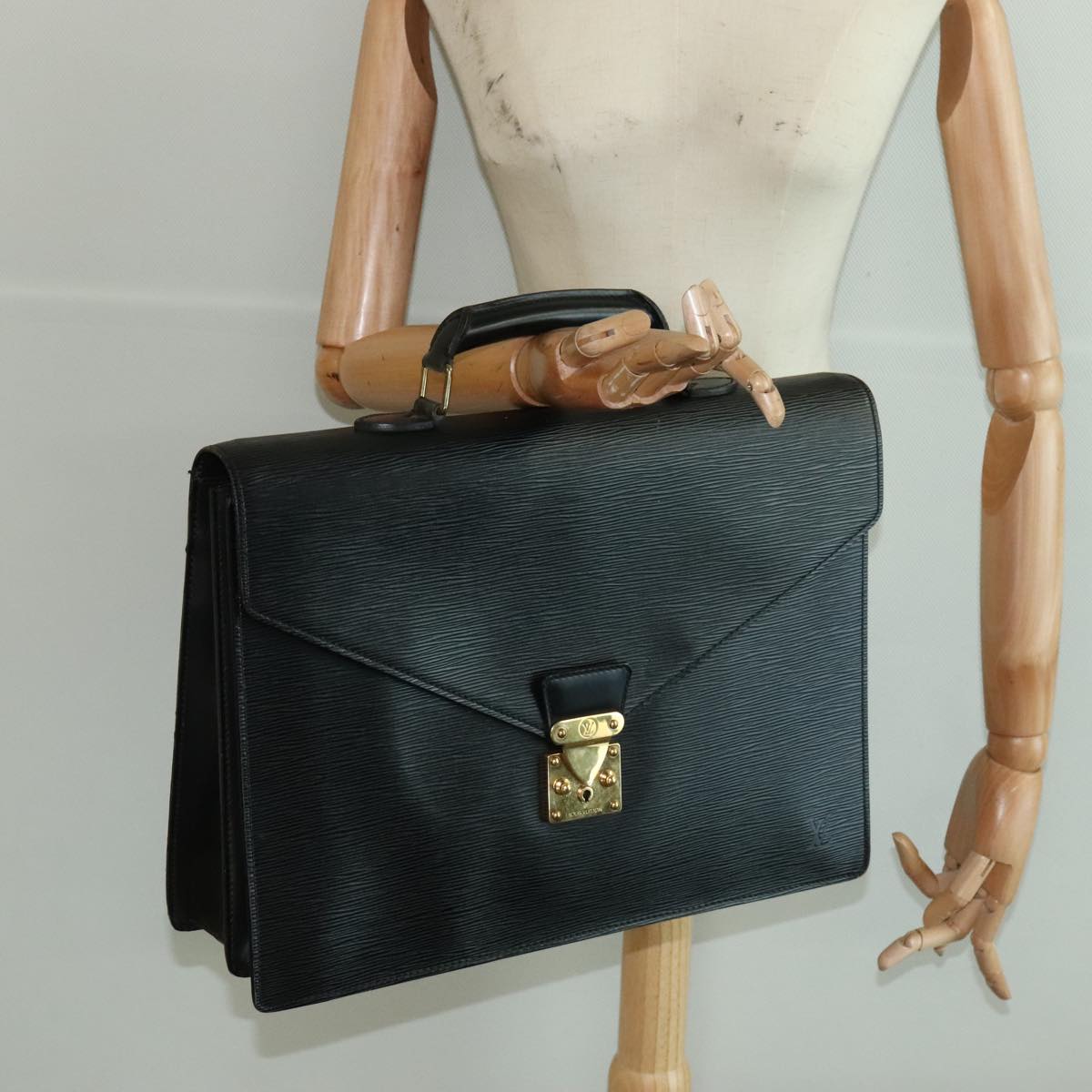 LOUIS VUITTON Epi Serviette Ambassador Business Bag Black M54412 LV ep6235