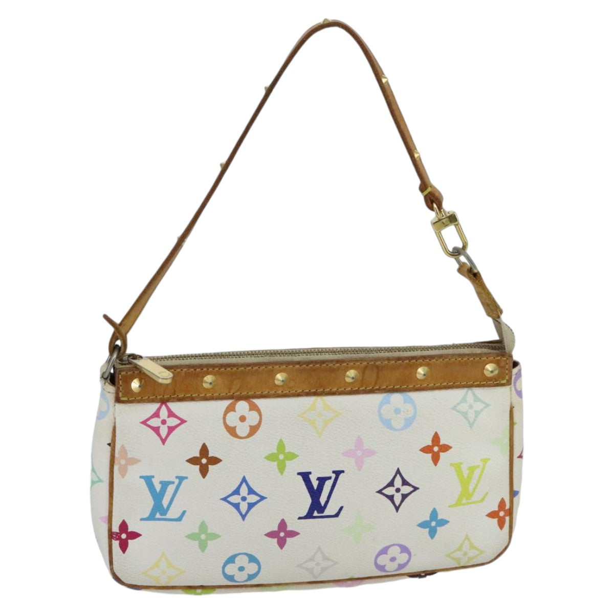 LOUIS VUITTON Monogram Multicolor Pochette Pouch White M92649 LV ep6389