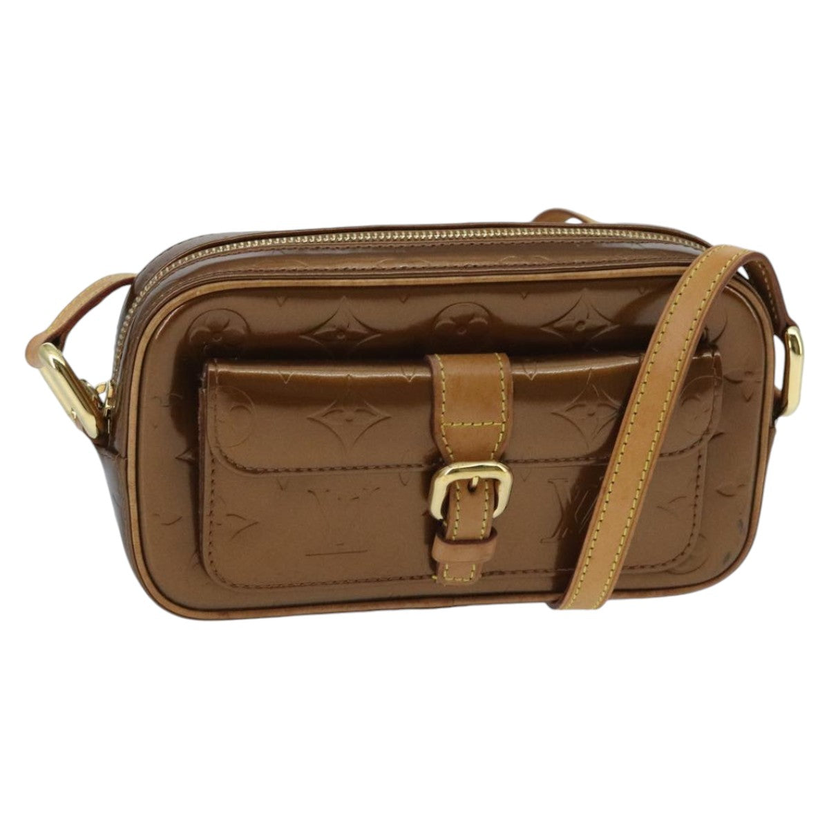 LOUIS VUITTON Monogram Vernis Christy MM Shoulder Bag Bronze M91109 ep6394