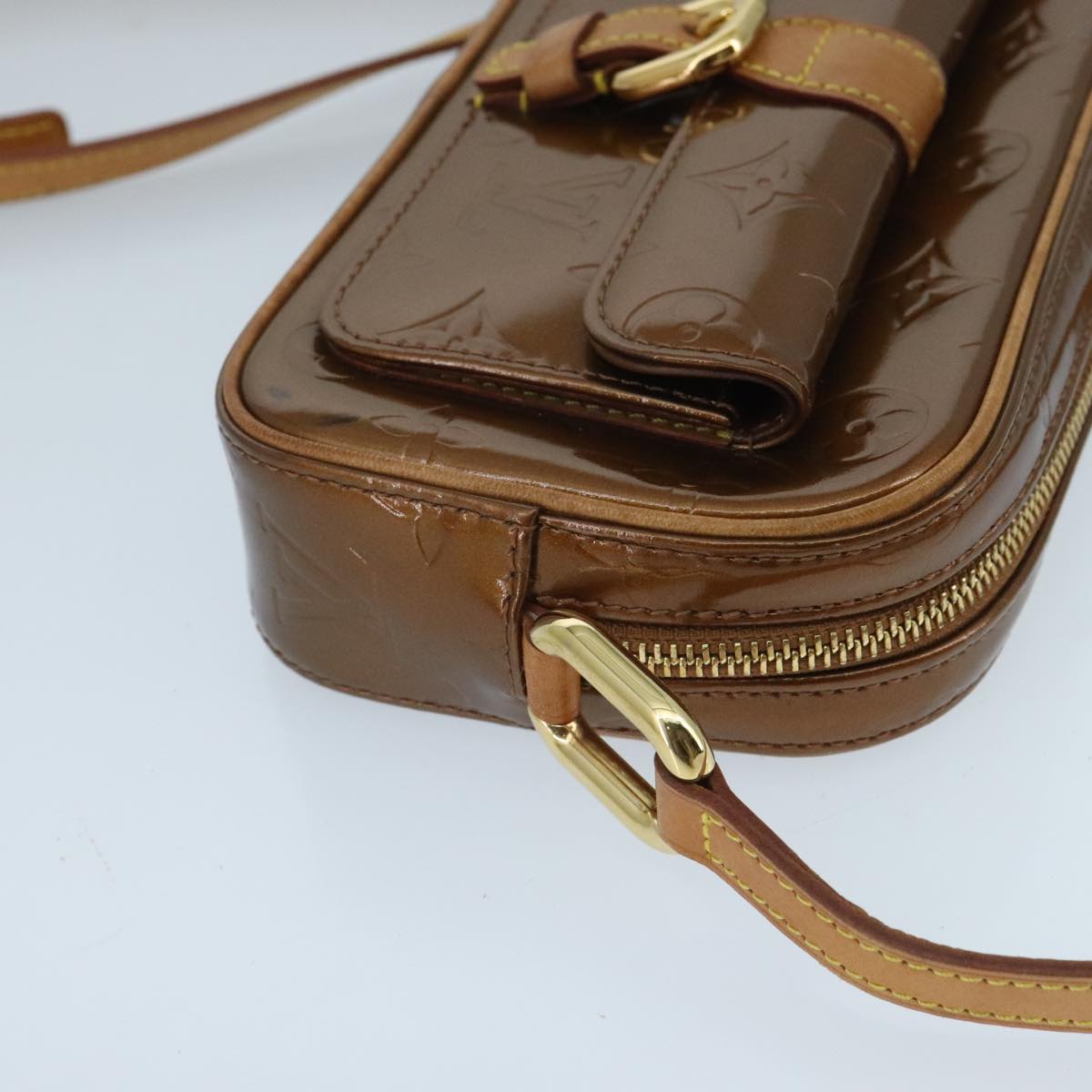 LOUIS VUITTON Monogram Vernis Christy MM Shoulder Bag Bronze M91109 ep6394