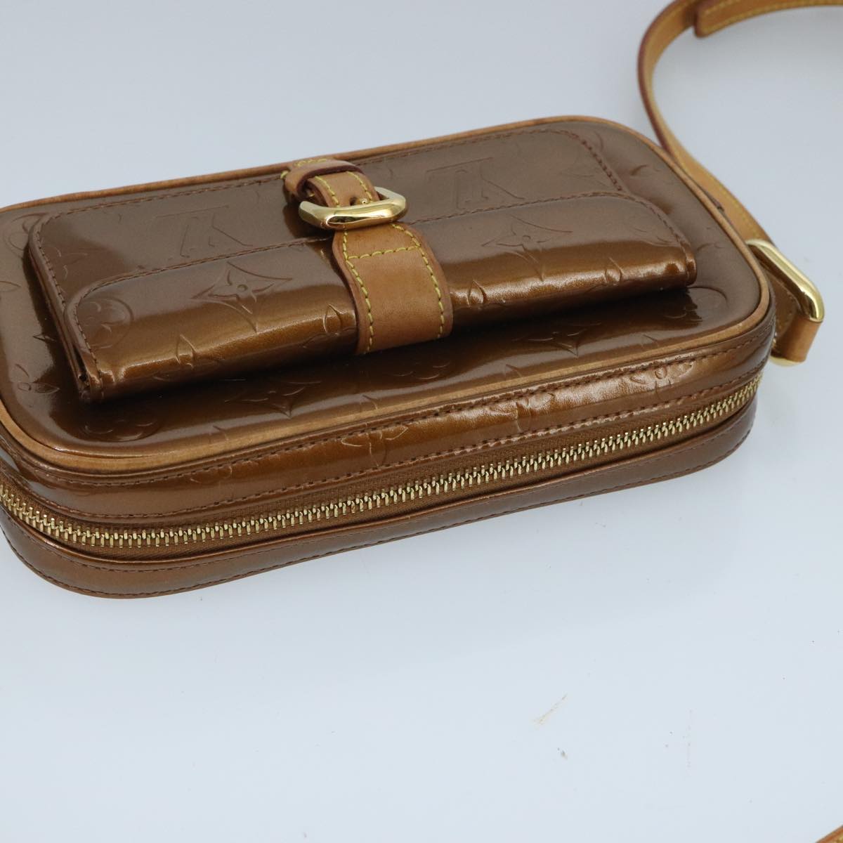 LOUIS VUITTON Monogram Vernis Christy MM Shoulder Bag Bronze M91109 ep6394
