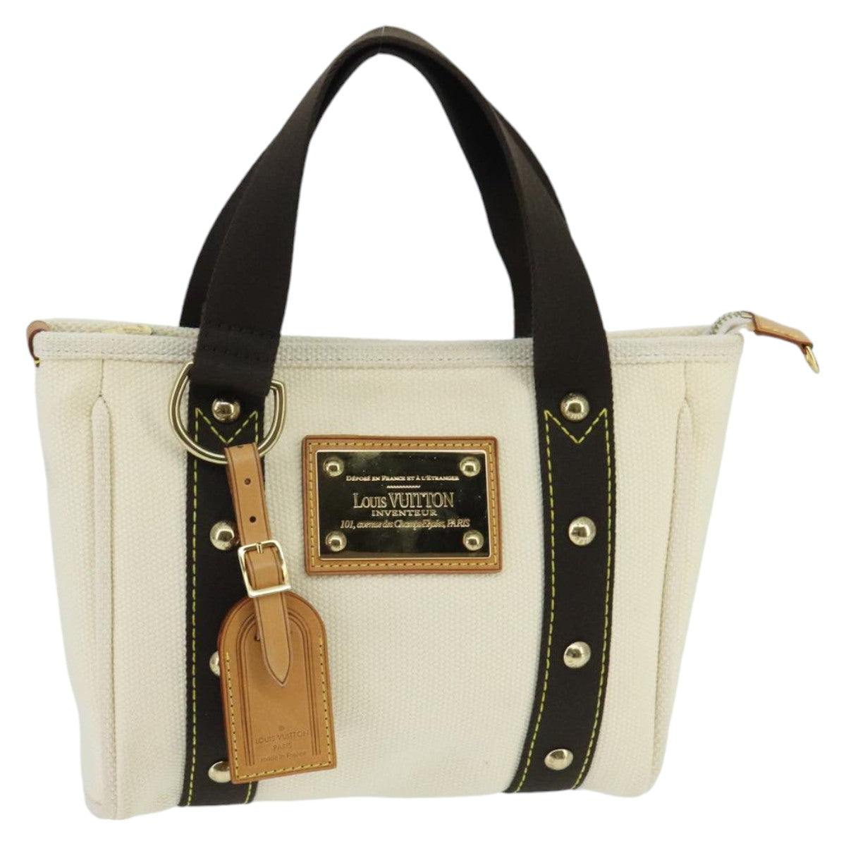 LOUIS VUITTON Antigua Cabas PM Tote Bag White Brown M40036 LV ep6433