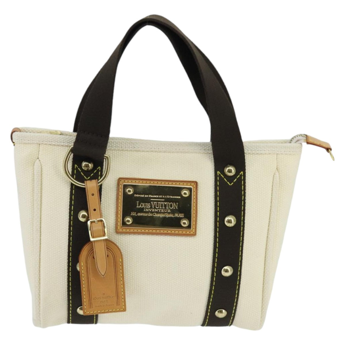 LOUIS VUITTON Antigua Cabas PM Tote Bag White Brown M40036 LV ep6433