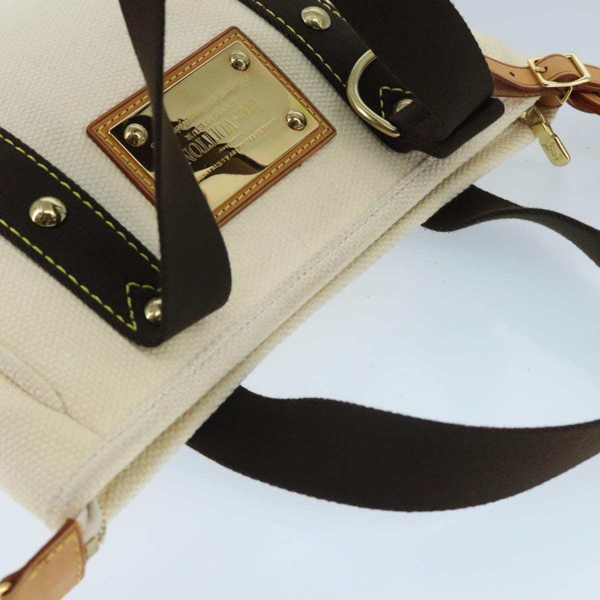 LOUIS VUITTON Antigua Cabas PM Tote Bag White Brown M40036 LV ep6433