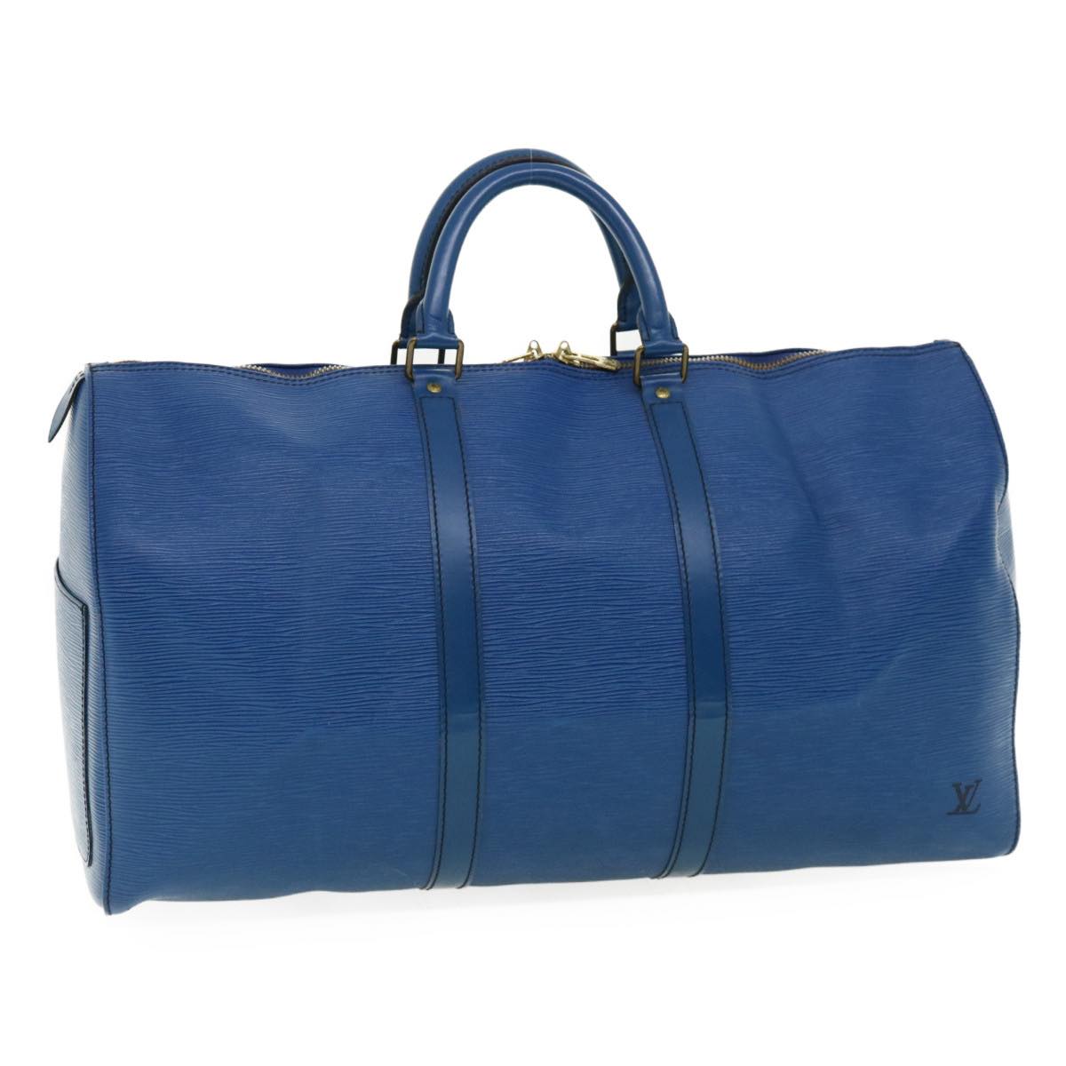 LOUIS VUITTON Epi Keepall 50 Boston Bag Blue M42965 LV ep721