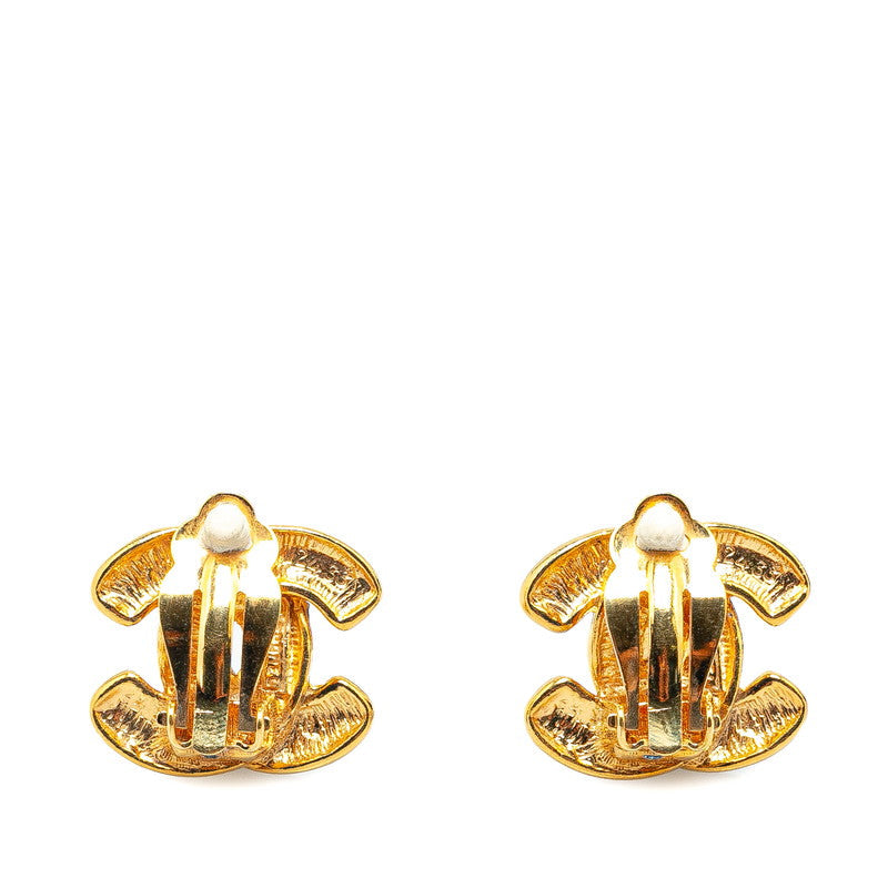 Chanel Matelasse Coco Mark Gold Clip-On Earrings