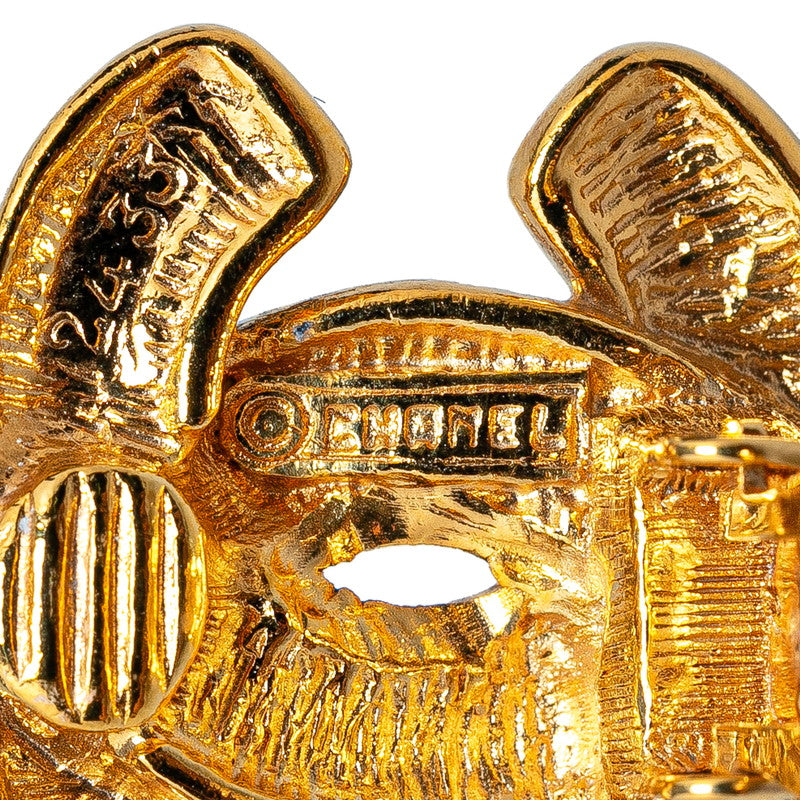 Chanel Matelasse Coco Mark Gold Clip-On Earrings