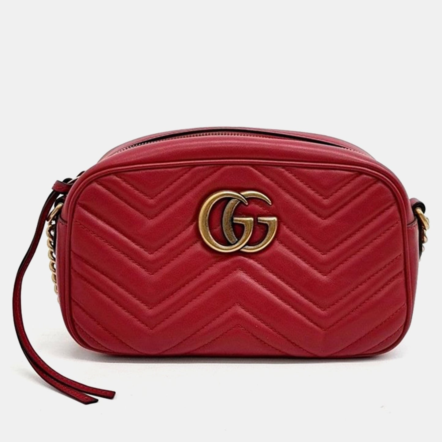 Luxury Gucci Trending 2025 Red Leather Small Marmont Crossbody Bag