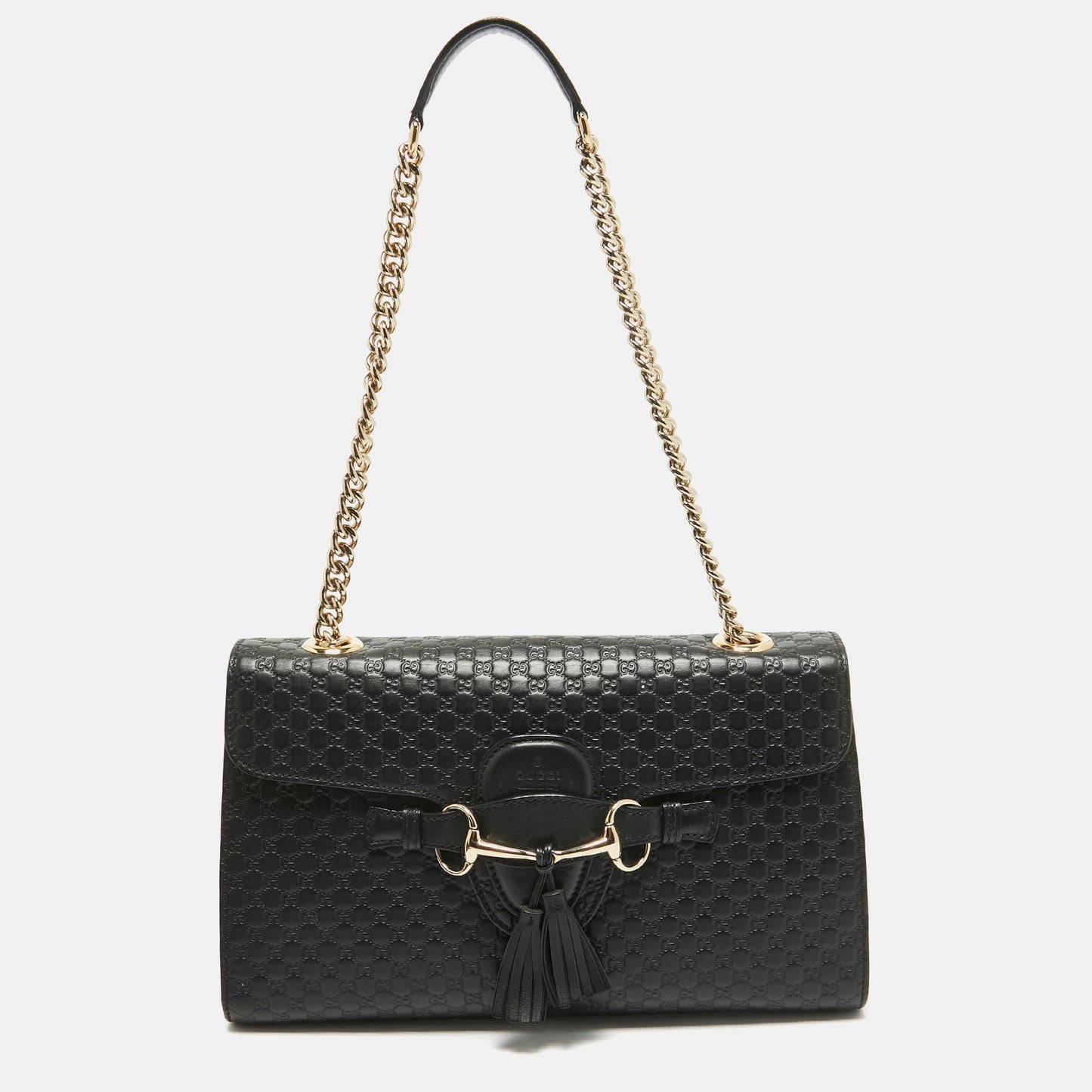 Luxury Gucci Trending 2025 Black MicroLuxury Gucci Trending 2025ssima Leather Medium Emily Chain Shoulder Bag