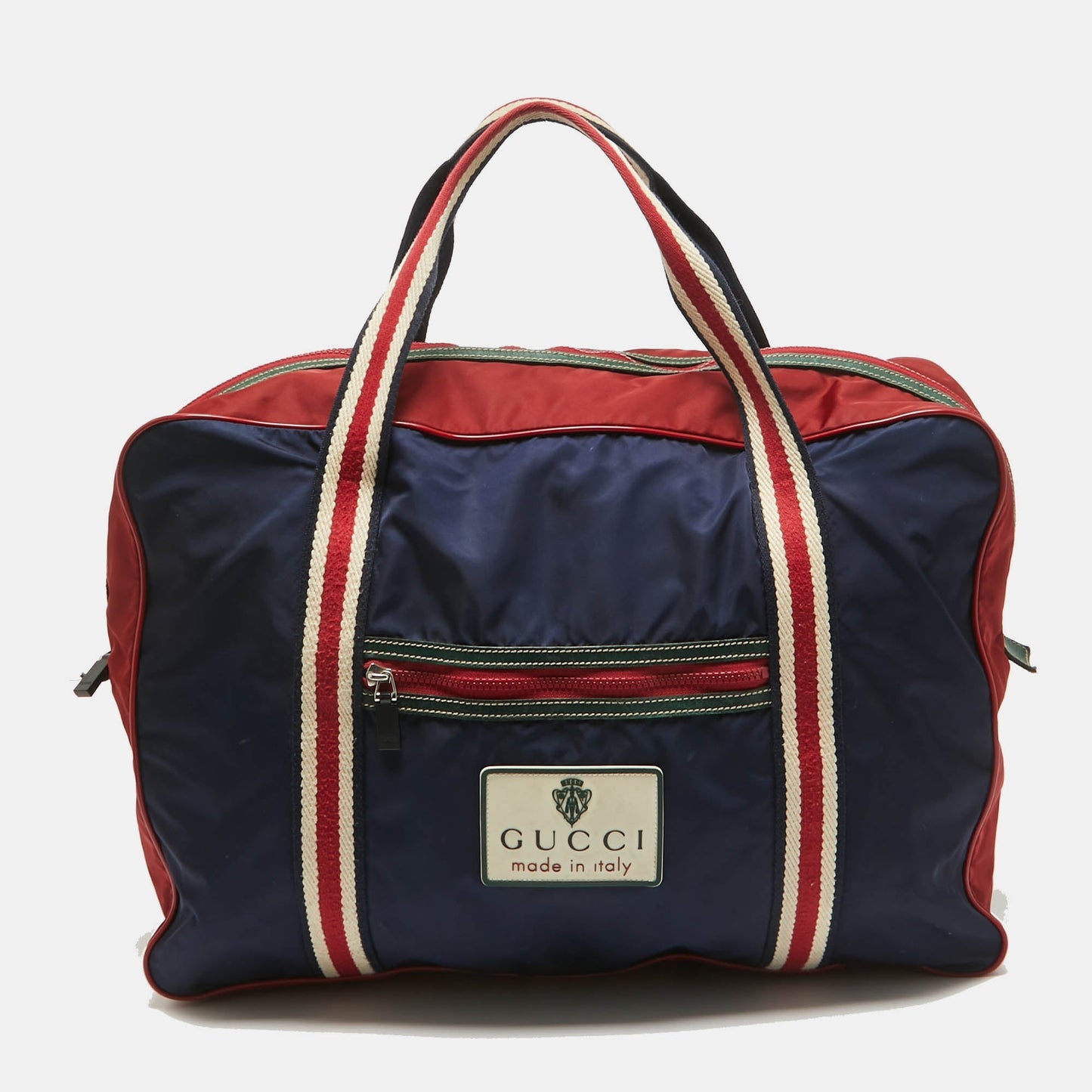 Luxury Gucci Trending 2025 Red/Dark Blue Nylon Logo Travel Bag