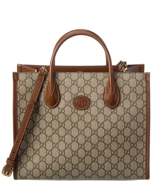 Luxury Gucci Trending 2025 Small GG Supreme Canvas & Leather Tote
